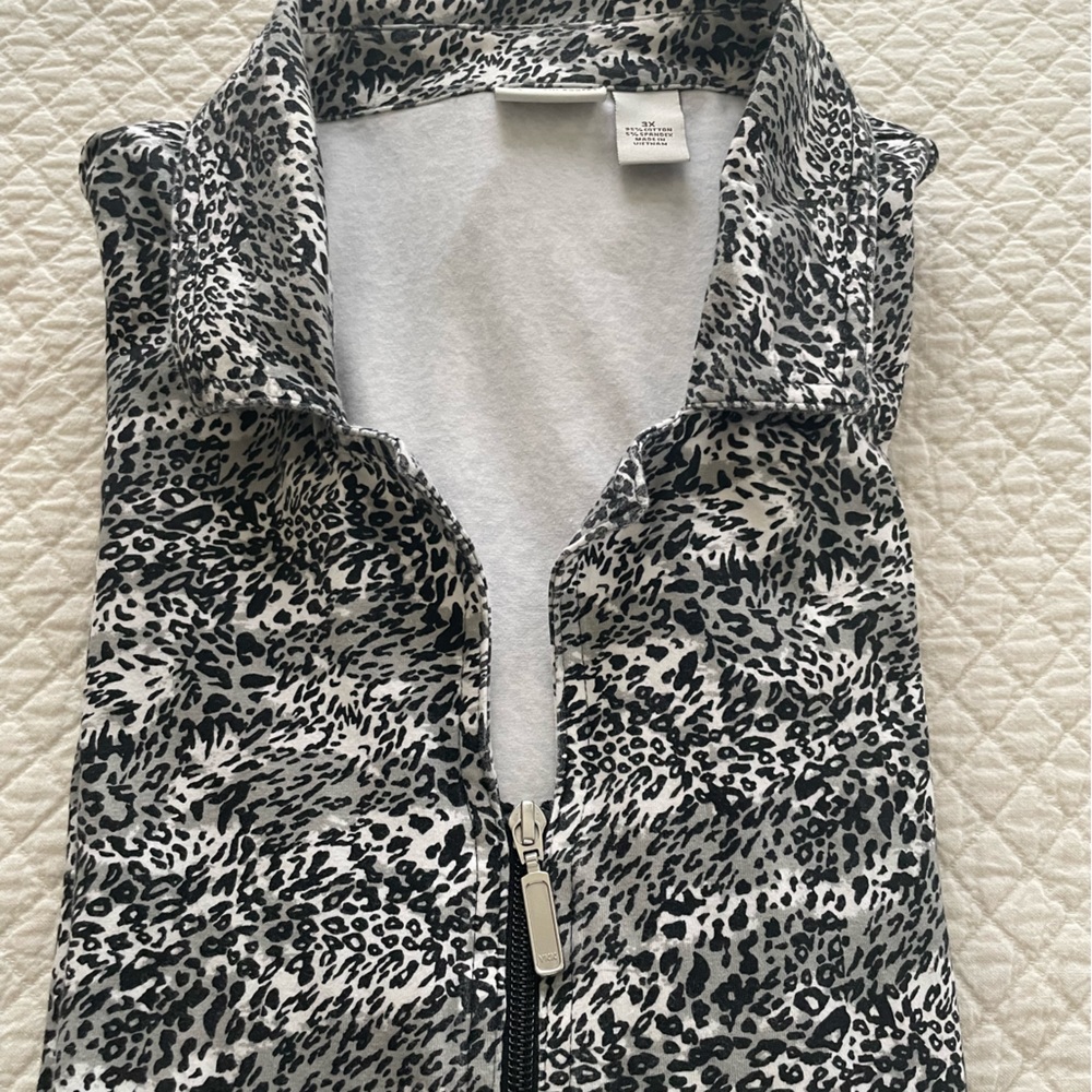 Kim Rogers Woman Black Gray White Animal Print Jacket 3X